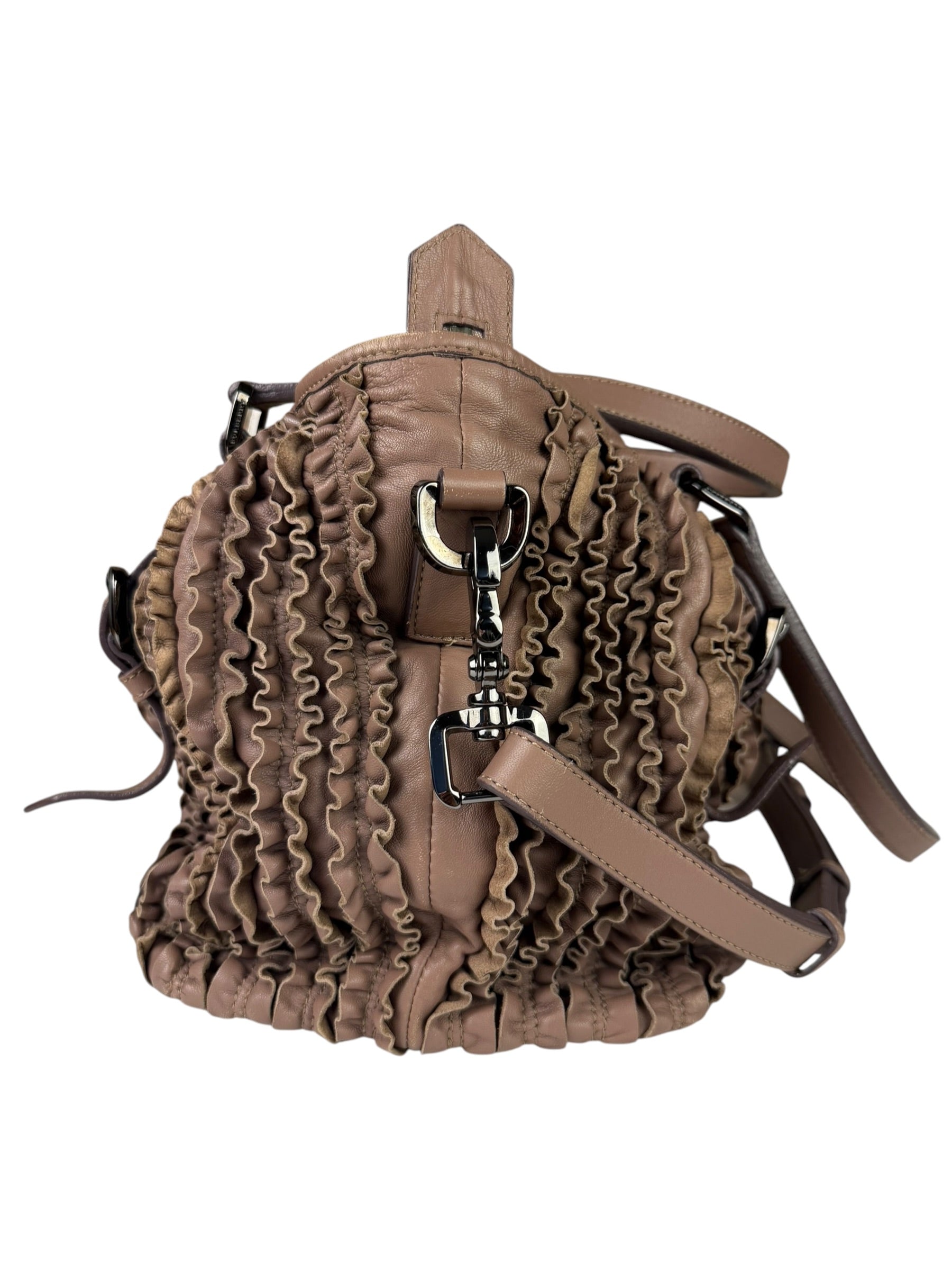Burberry Purple Leather Ruffled Lowery Bag