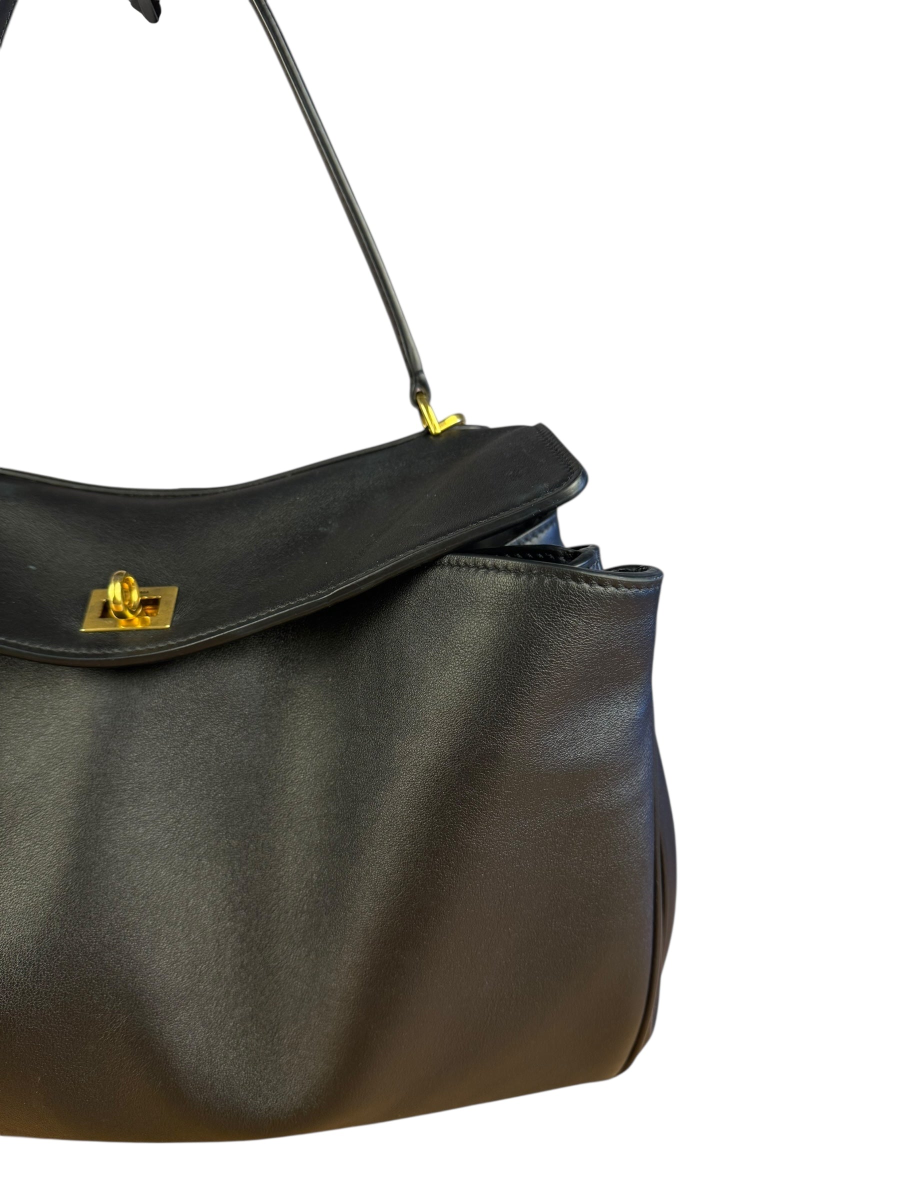 Balenciaga Medium Rodeo Leather 2Way Handbag Black