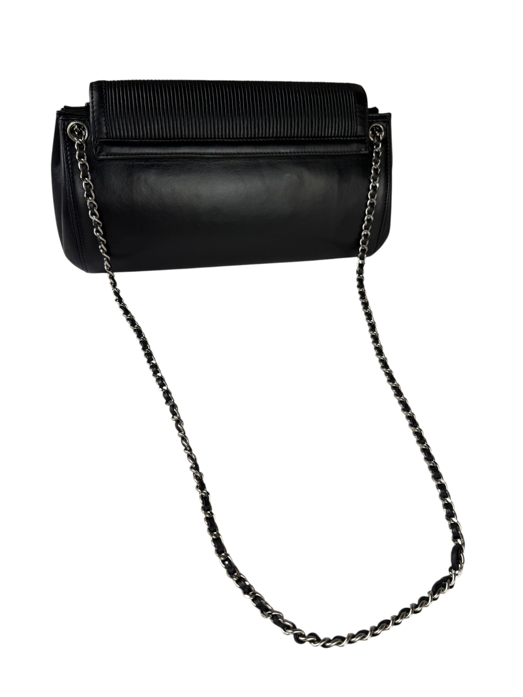 Chanel Black Leather Mademoiselle Accordion Flap Bag 2000