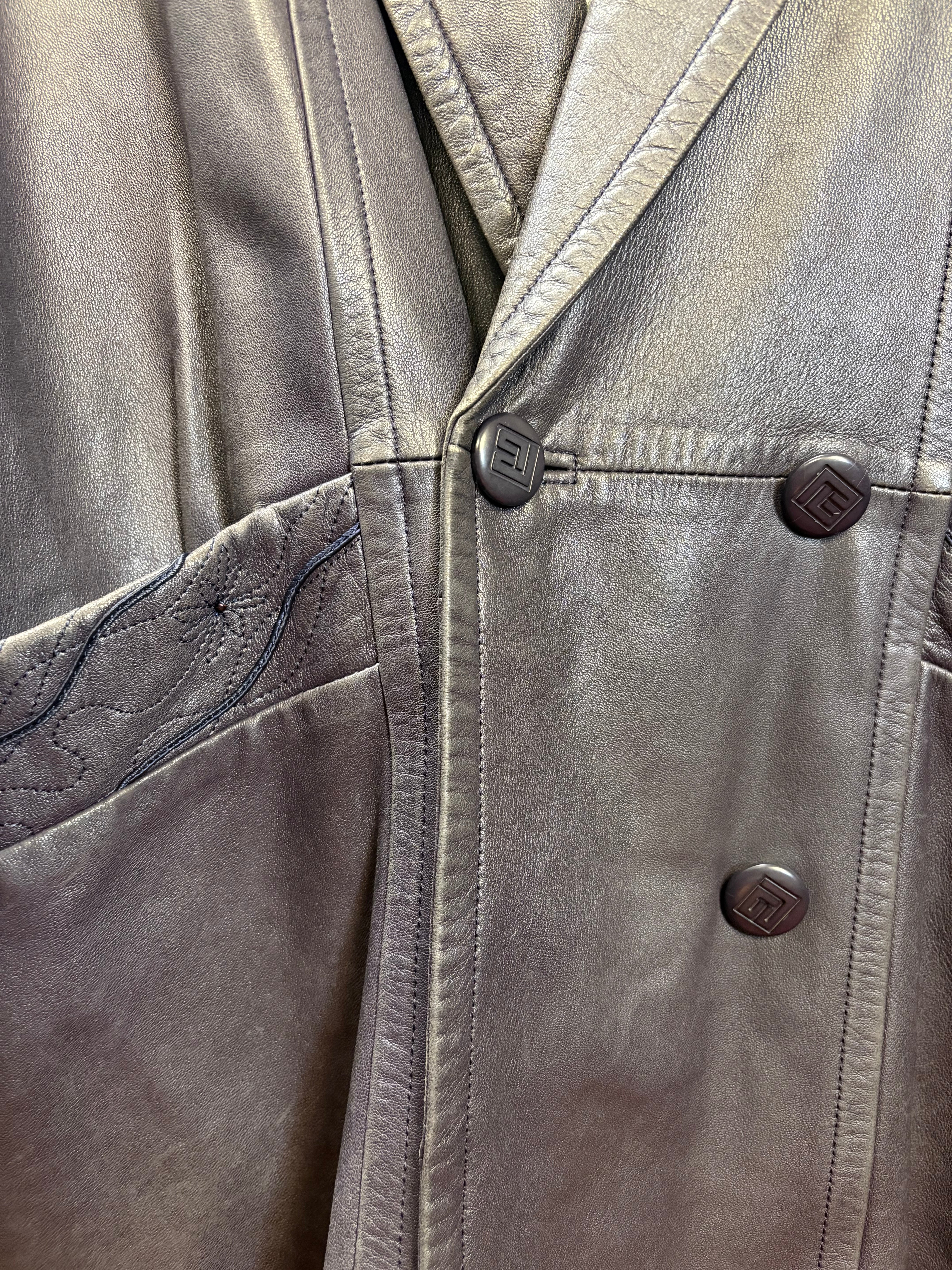 Pierre Balmain Vintage Purple Leather Coat