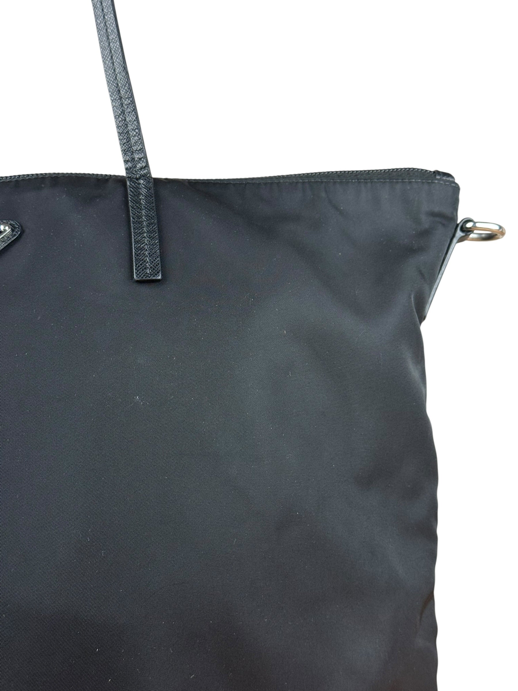 Prada Black Tessuto Nylon Zip Tote Large