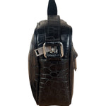 Saint Laurent Crocodile Embossed Leather Camera Bag Black