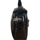 Saint Laurent Crocodile Embossed Leather Camera Bag Black