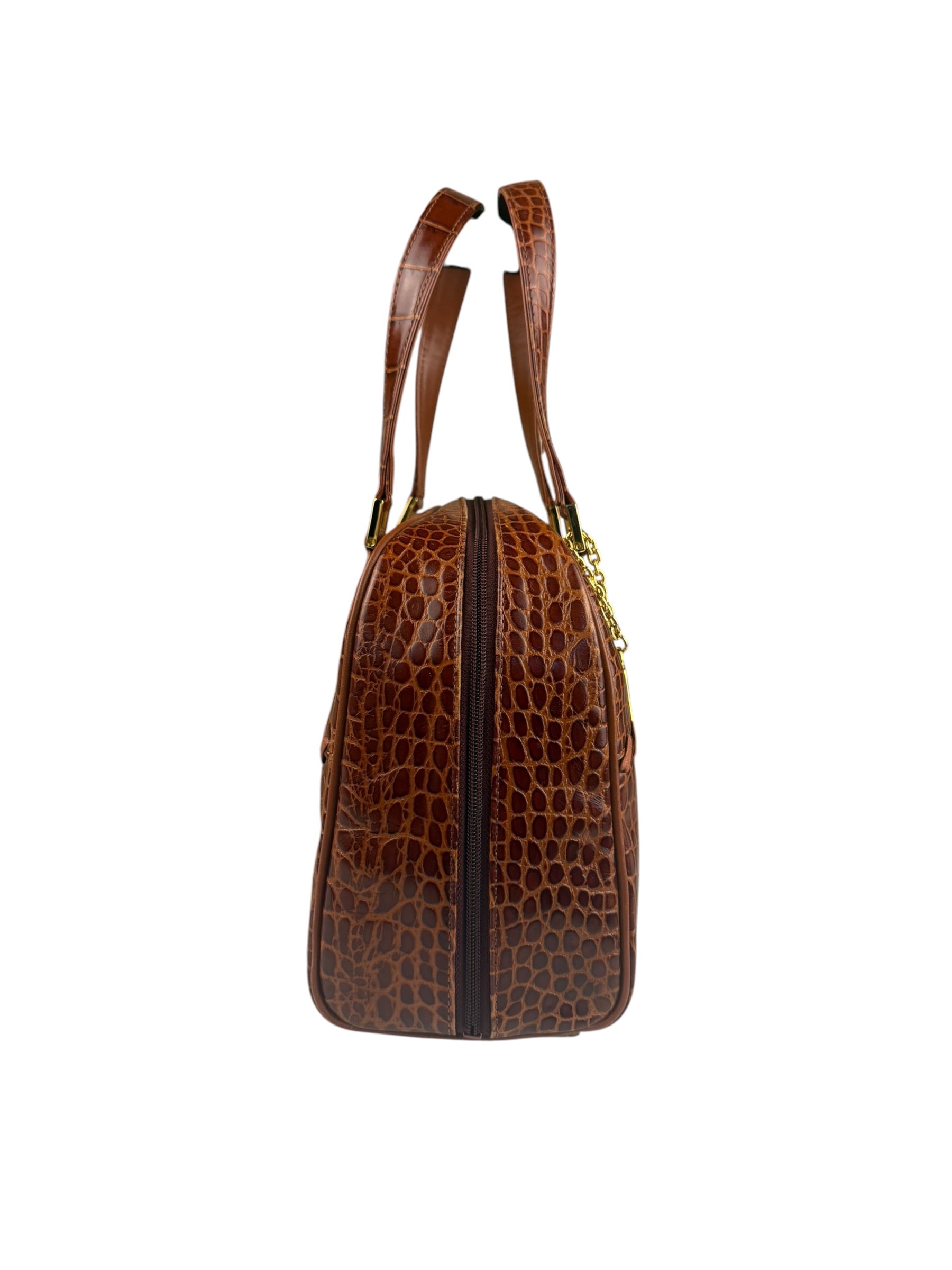 Yves Saint Laurent Vintage Croc-Embossed Leather Handbag