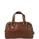 Gucci Tan Brown Leather Bamboo Handle Boston Bag