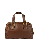 Gucci Tan Brown Leather Bamboo Handle Boston Bag