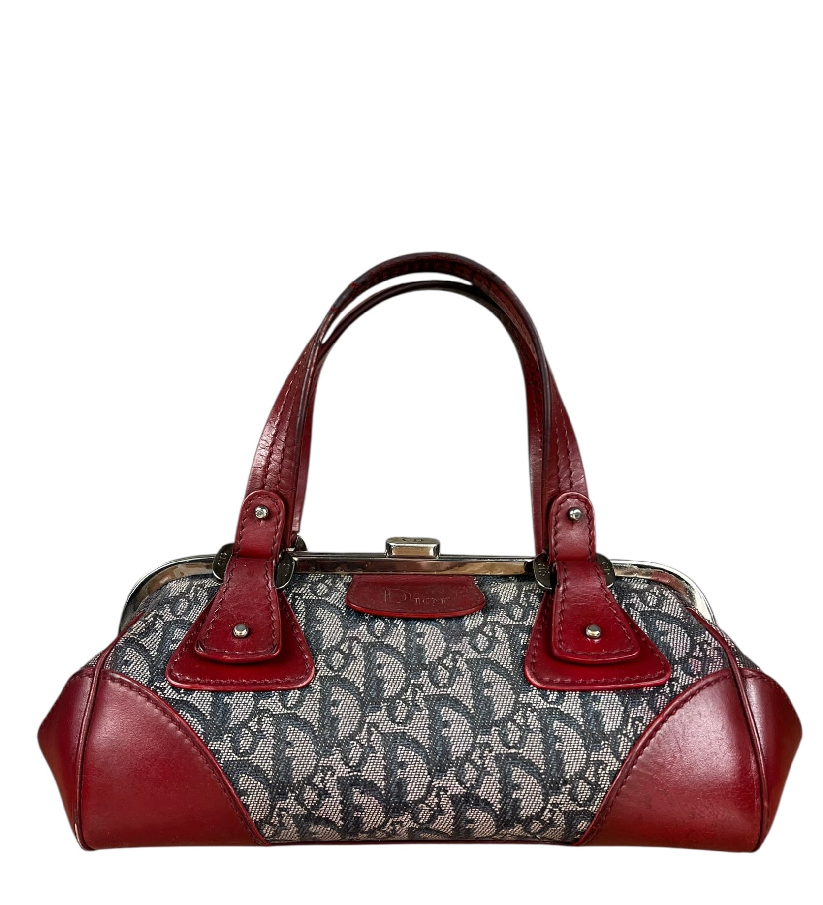 Christian Dior 2005 Doctor Bag Navy/Red Leather Trim