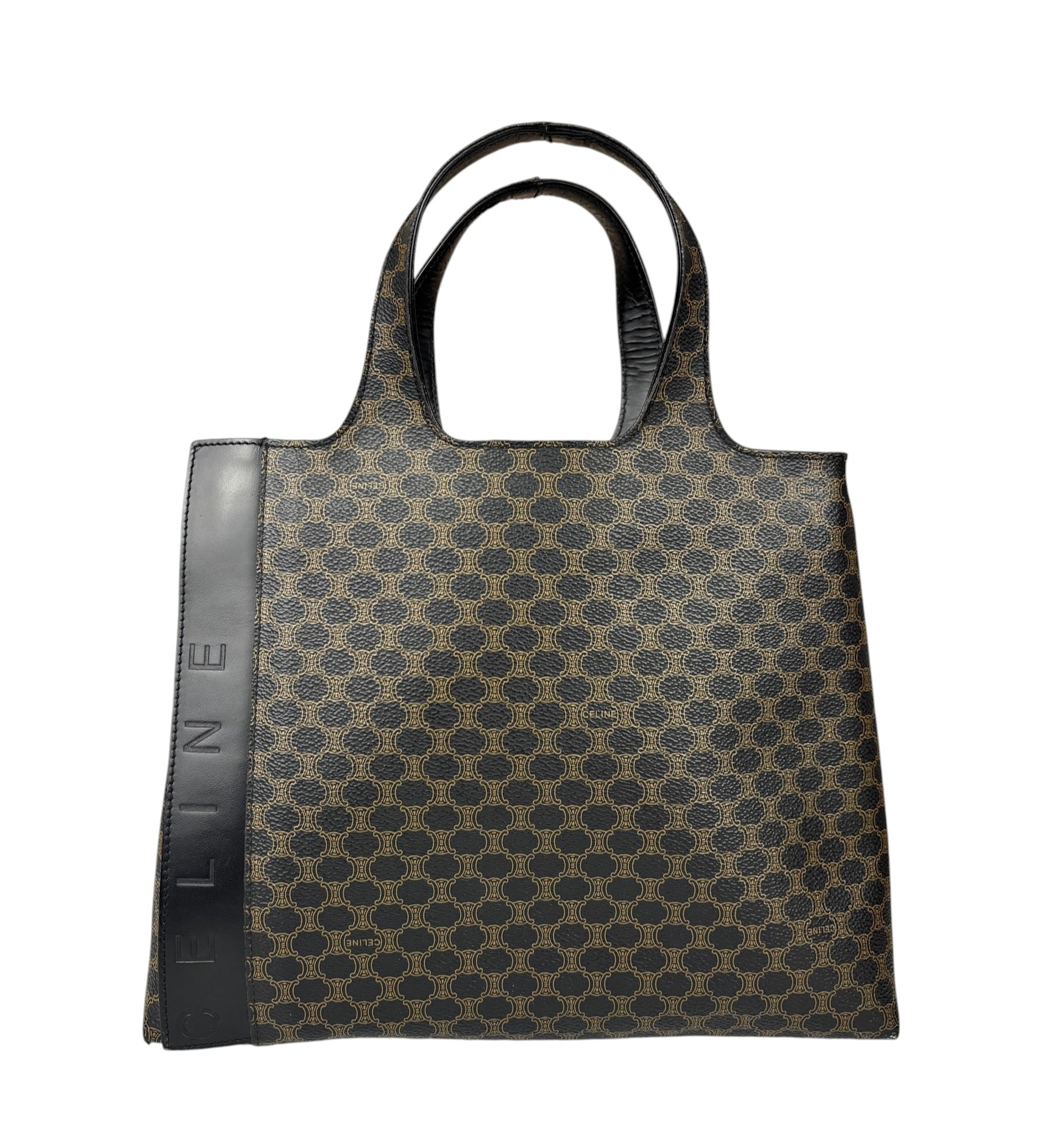 Celine Bicolor Leather Macadam Canvas Tote Bag