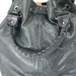 Balenciaga Grey Lambskin Giant Brogues Pompom Two-Way Bag