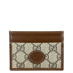 Gucci Brown Leather Trim GG Supreme Card Holder