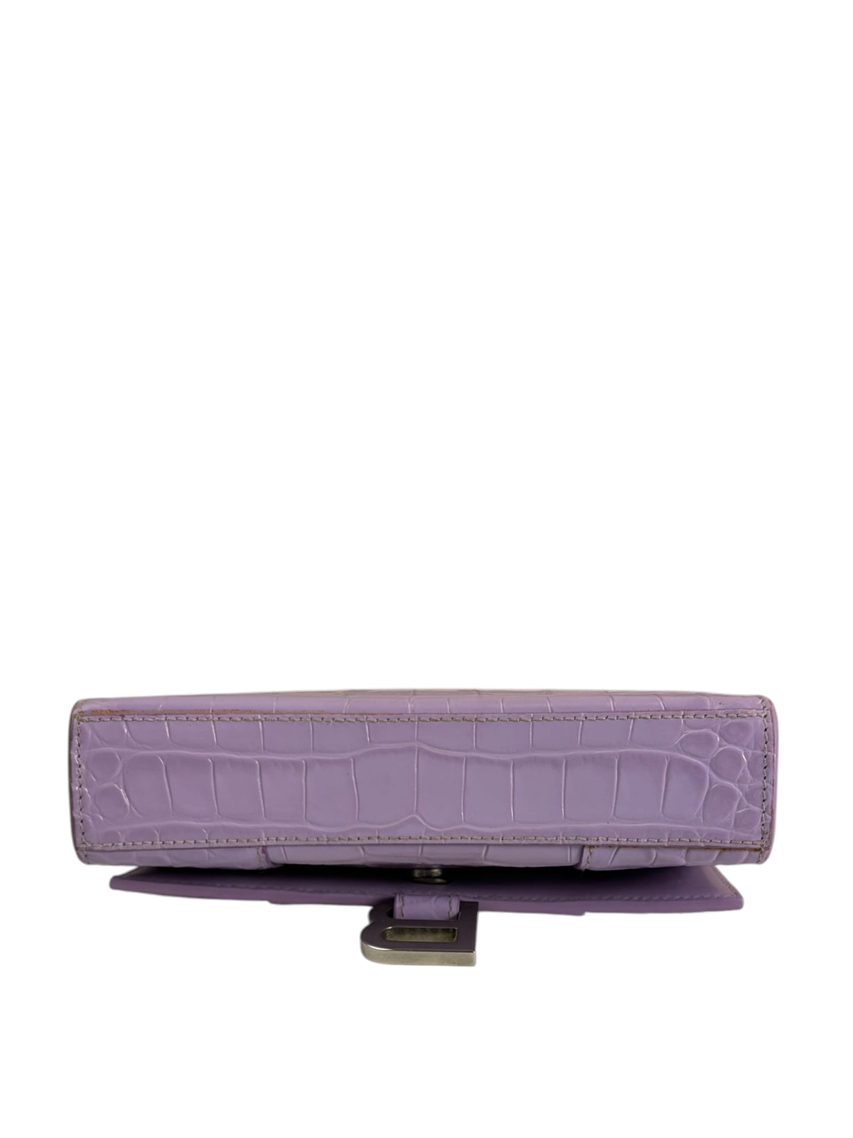 Balenciaga Purple Crocodile Embossed Leather Hourglass Wallet On Chain