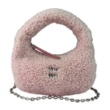Miu Miu Pink Wool Teddy Two-Way Hobo Bag