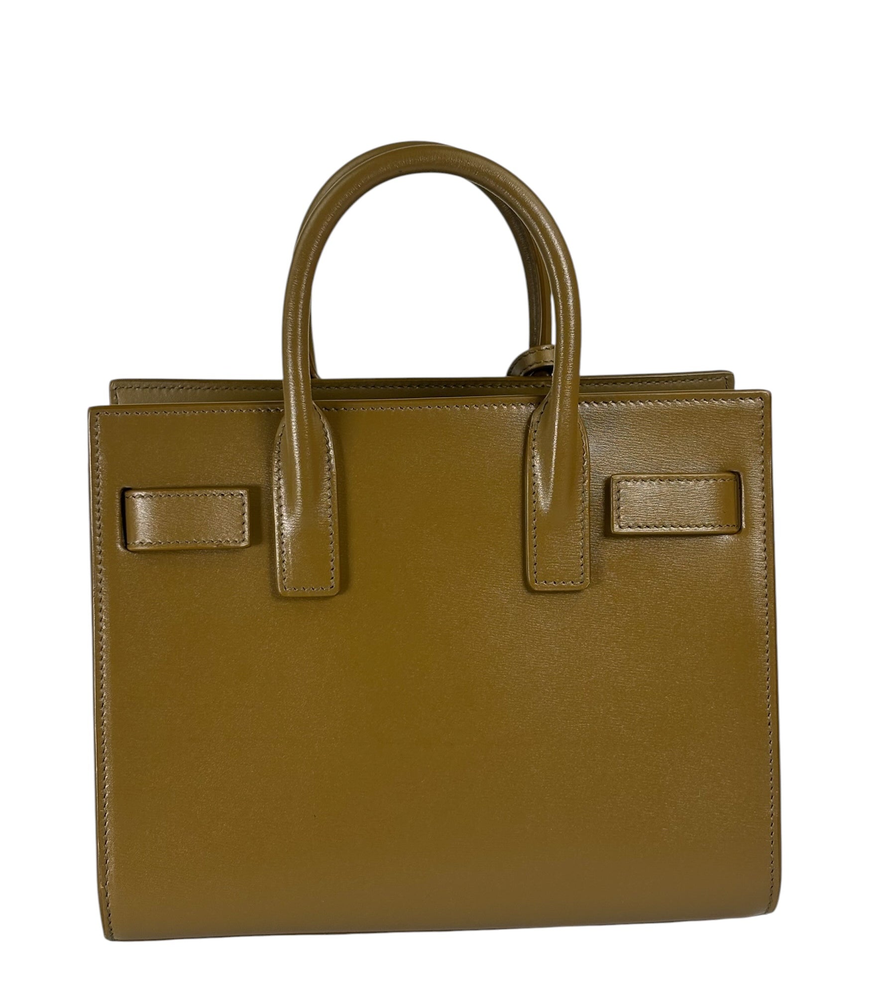 YSL Green Ink Leather King Palm Nano Two-Way Tote