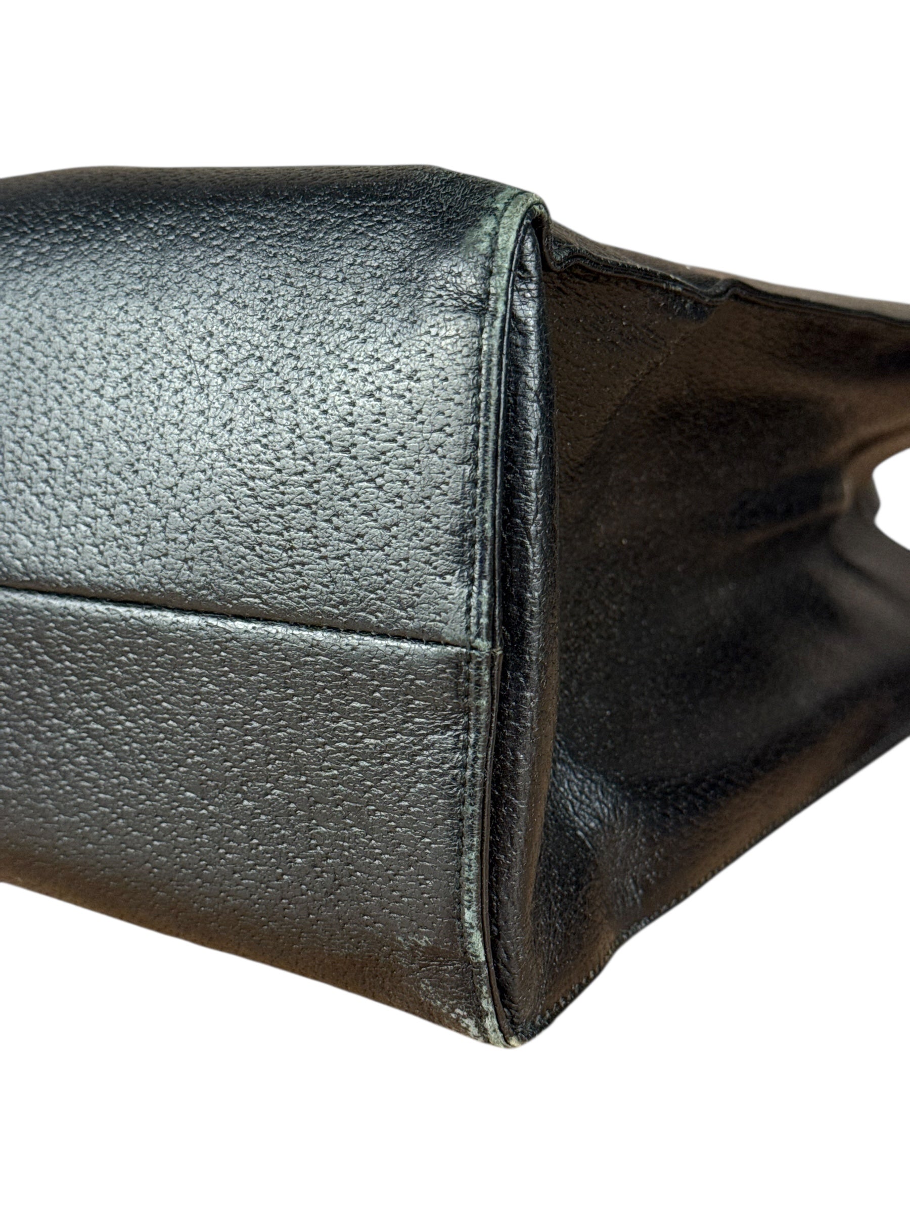 Gucci Vintage Black Leather Shoulder Tote