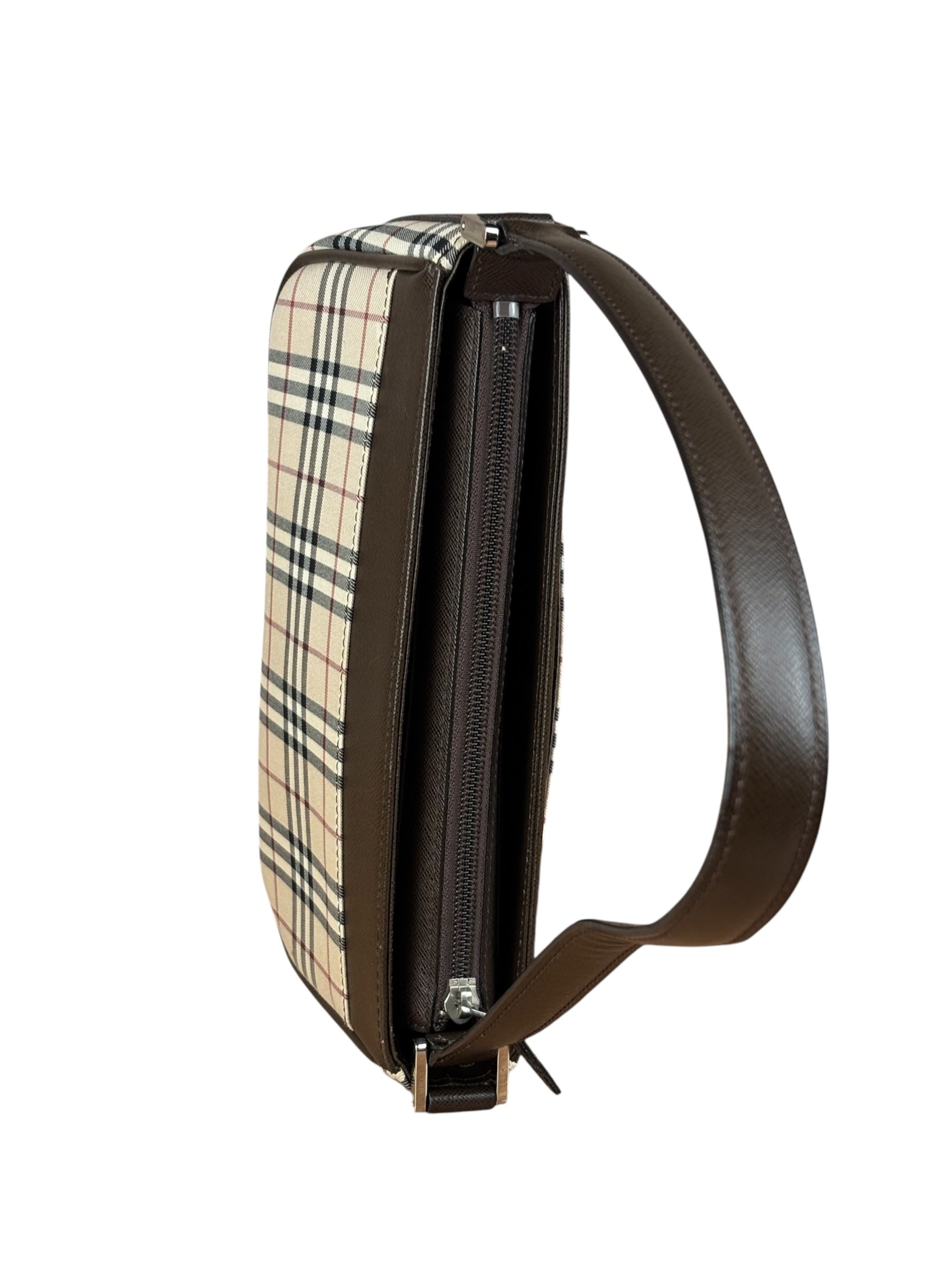 Burberry Vintage Leather Trim House Check Pochette