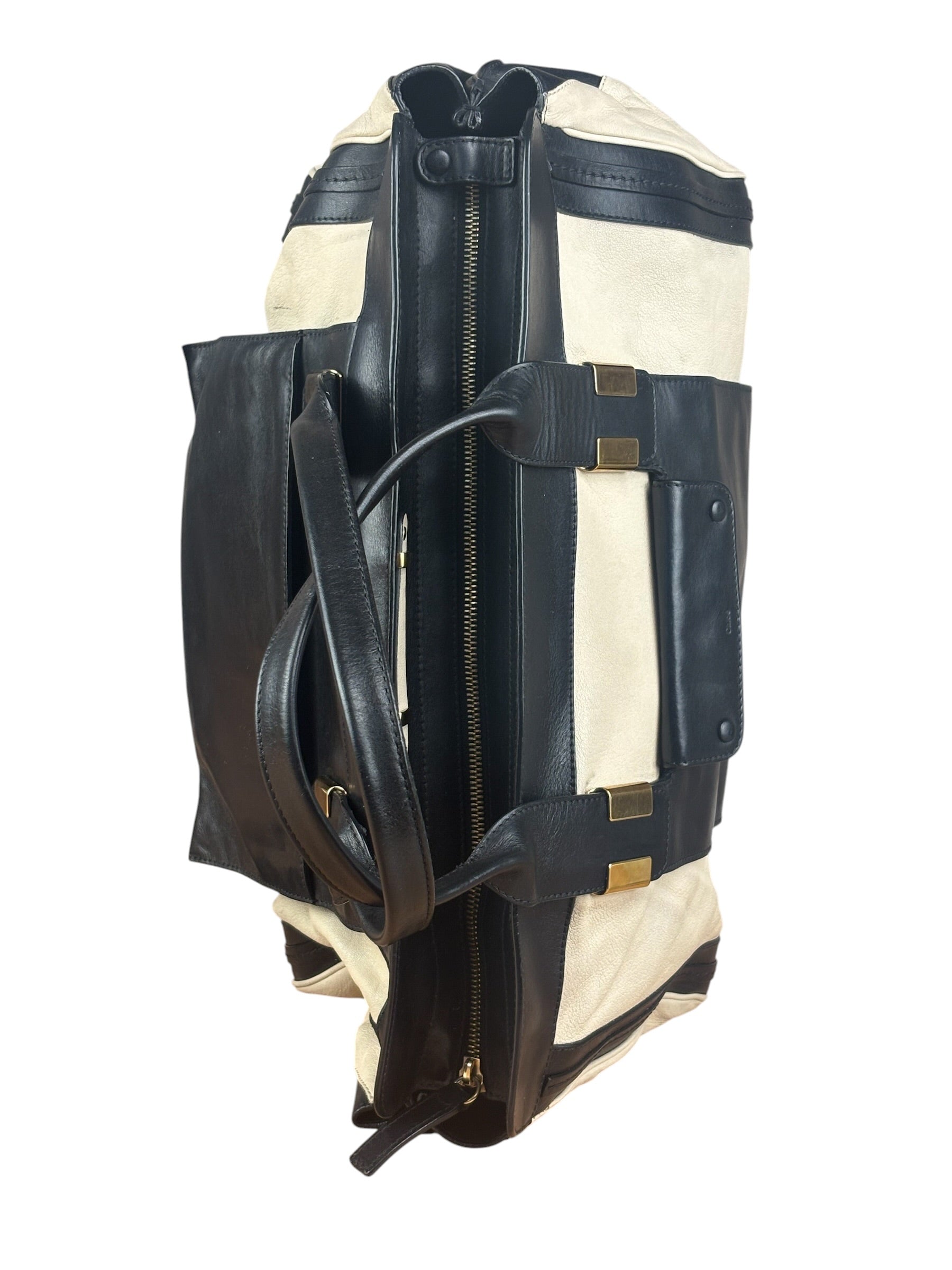 Chloe Beige/Black Leather Alice Satchel/Tote Bag