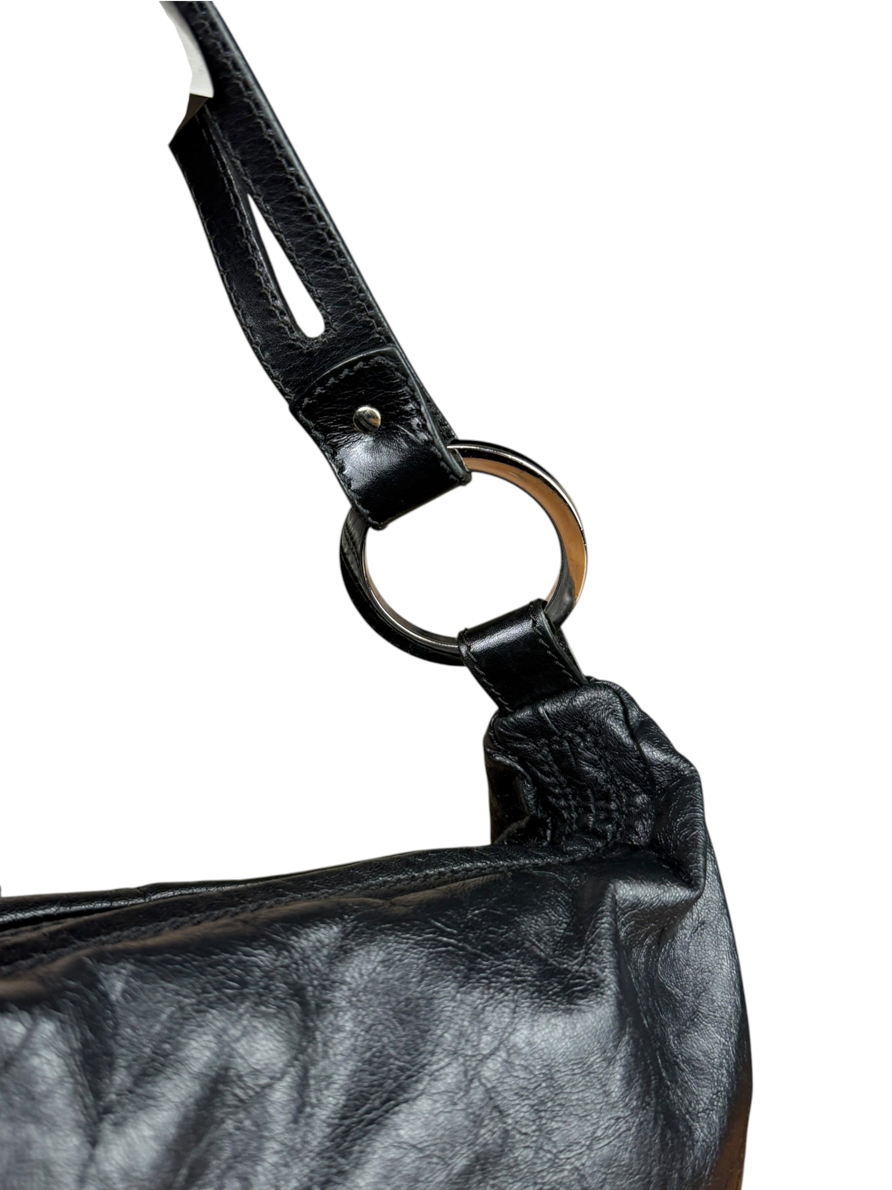 Fendi Vintage Black Leather Oyster Hobo Bag