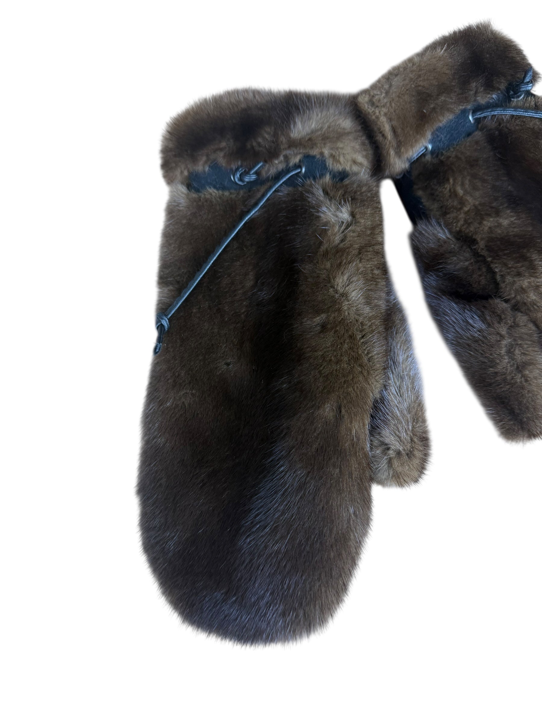 Vintage Brown Fur Mittens