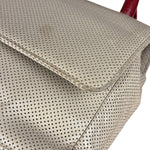 Chanel Beige Perforated Leather CC Flap Bag 2001