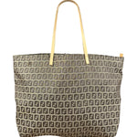 Fendi Vintage FF Canvas Print Zip Shoulder Tote