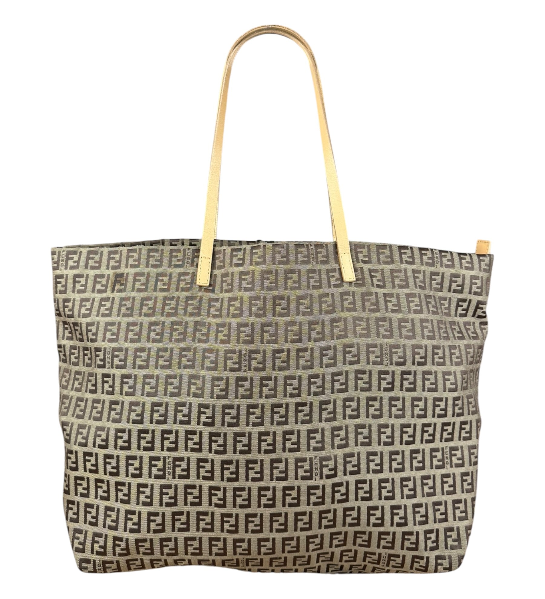 Fendi Vintage FF Canvas Print Zip Shoulder Tote