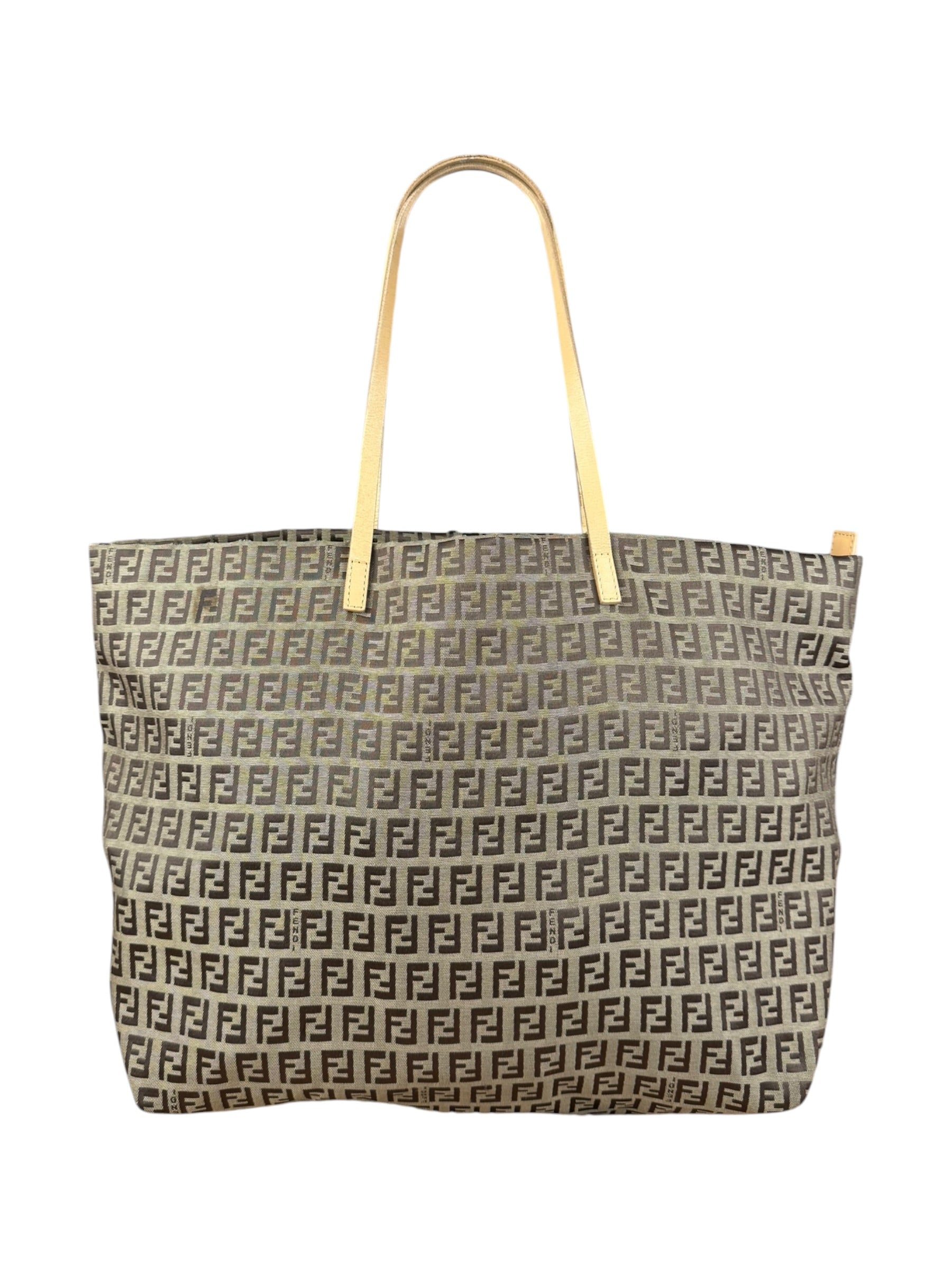 Fendi Vintage FF Canvas Print Zip Shoulder Tote
