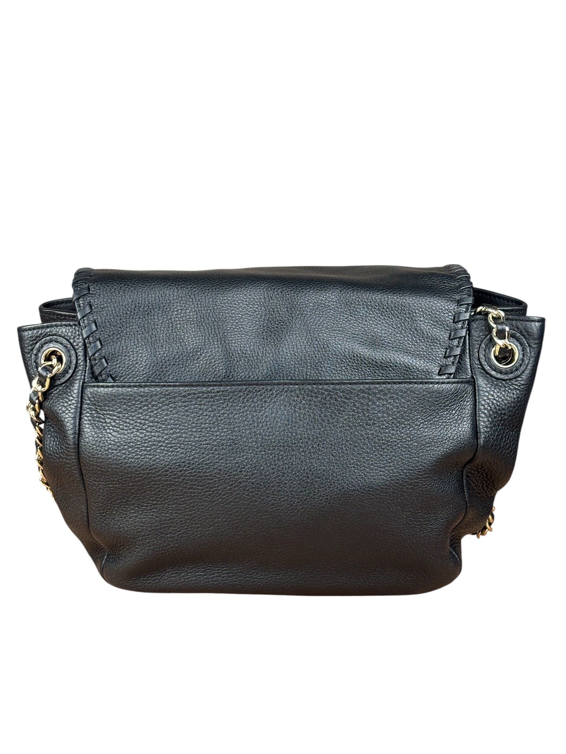 Tory Burch Black Marion Whipstitch Flap Shoulder Bag