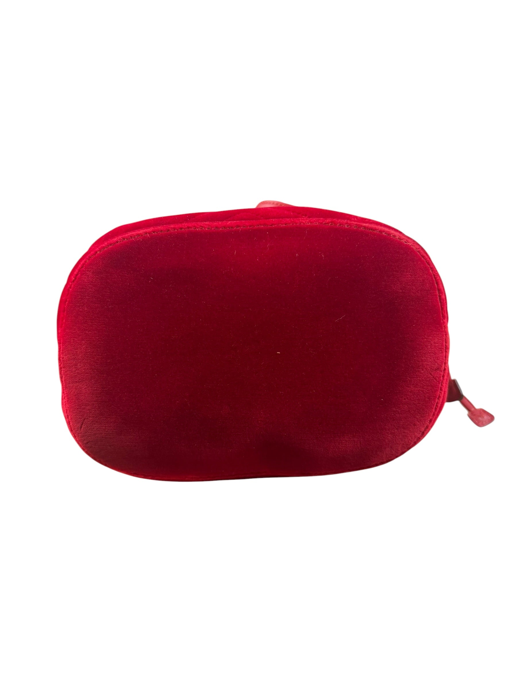 Gucci Red Velvet Leather Trim Marmont Matelasse Bucket Bag