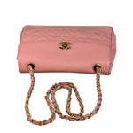 Chanel Vintage Pink Quilted Leather Trapezoid Flap Bag