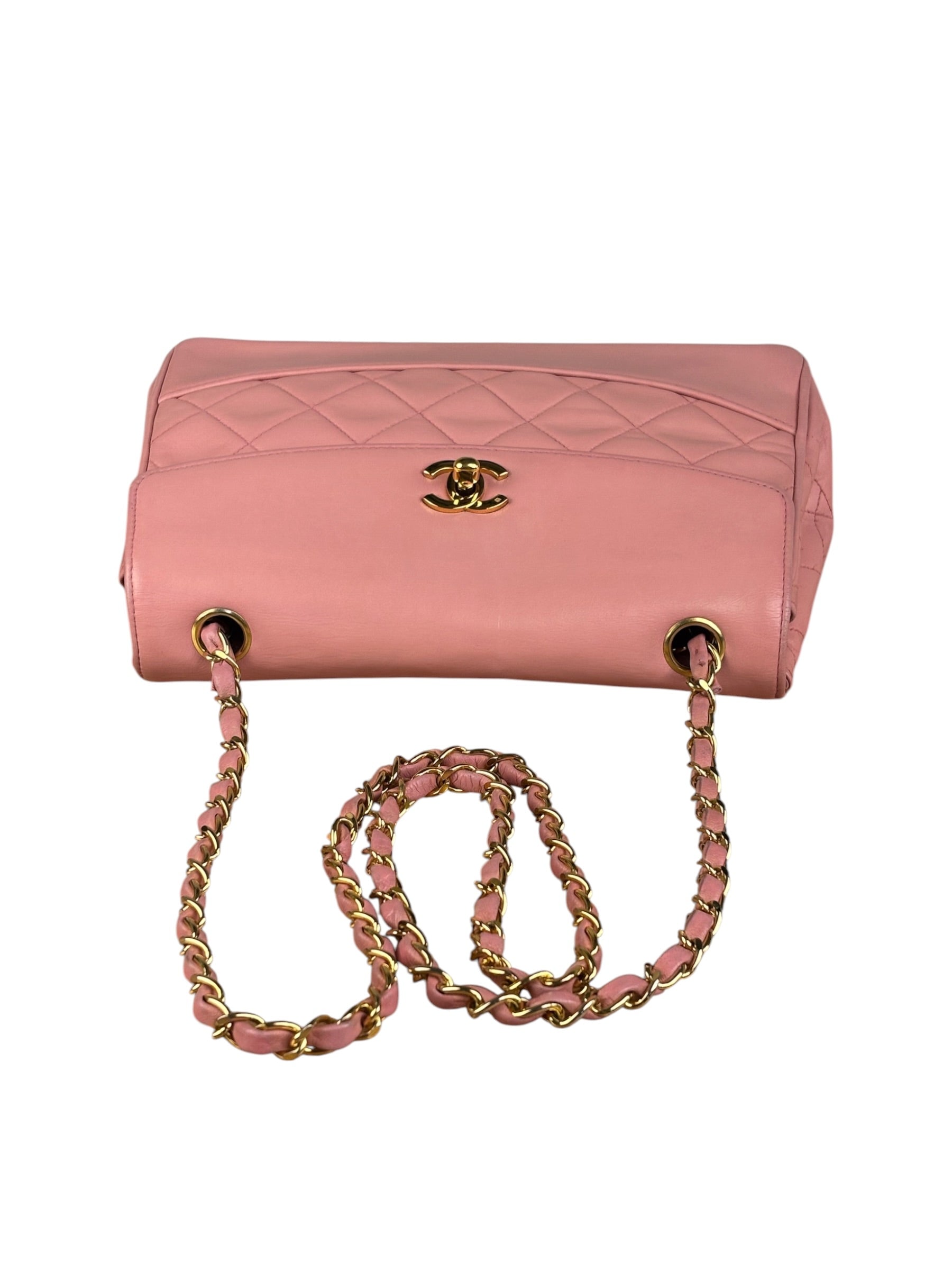 Chanel Vintage Pink Quilted Leather Trapezoid Flap Bag