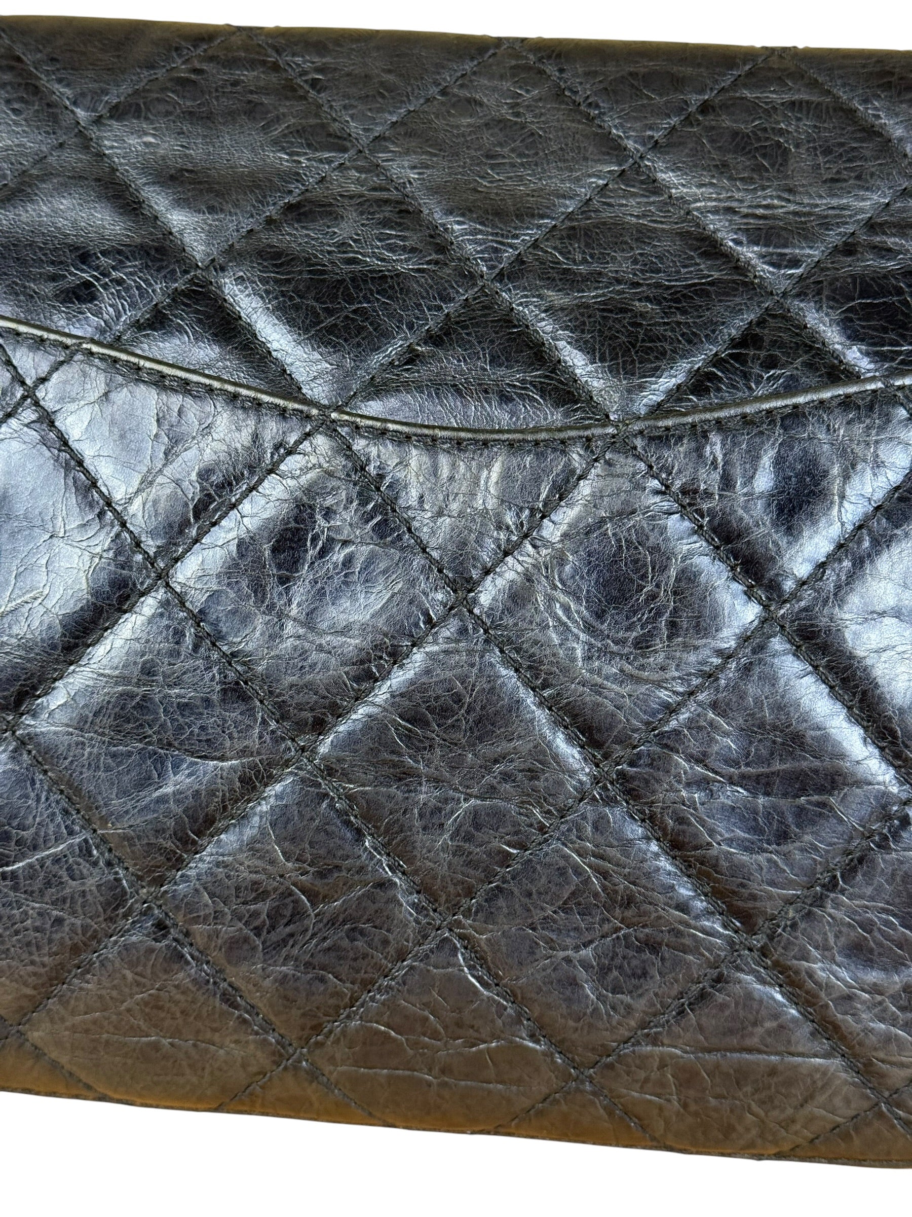 Chanel Blue Metallic Aged Quilted 2.55 Double Flap Bag 2008