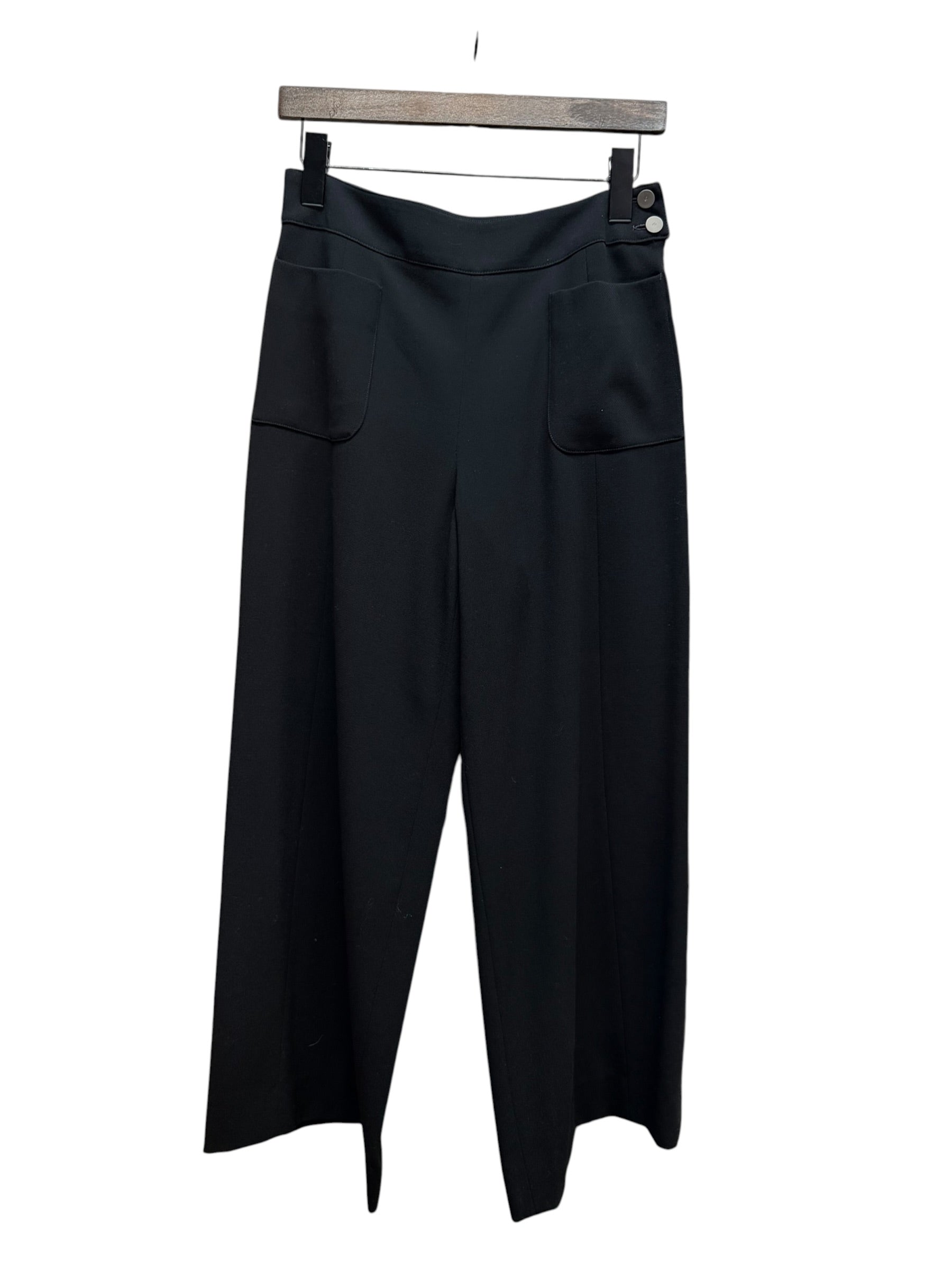 Chanel Vintage Black Wool Wide-Leg Trousers