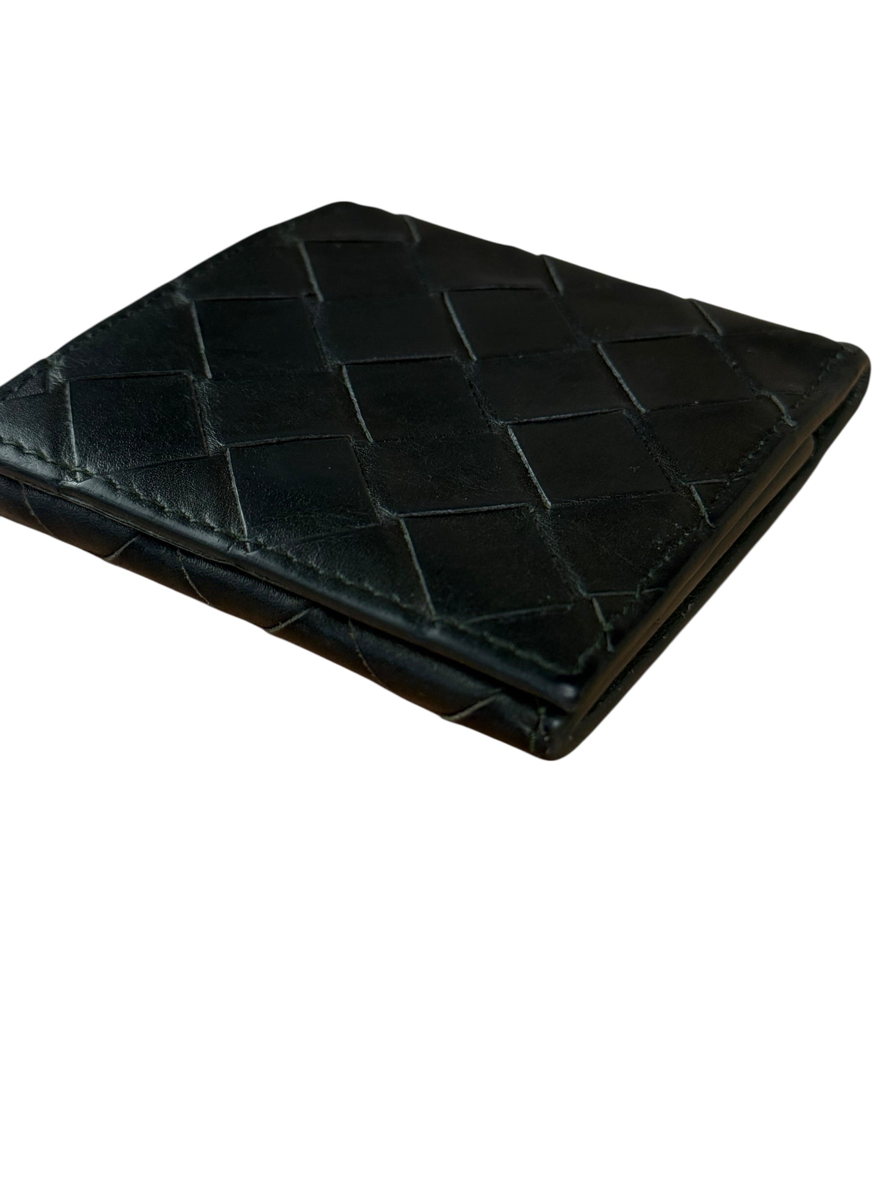 Bottega Veneta Black Intreccio Leather Coin Wallet