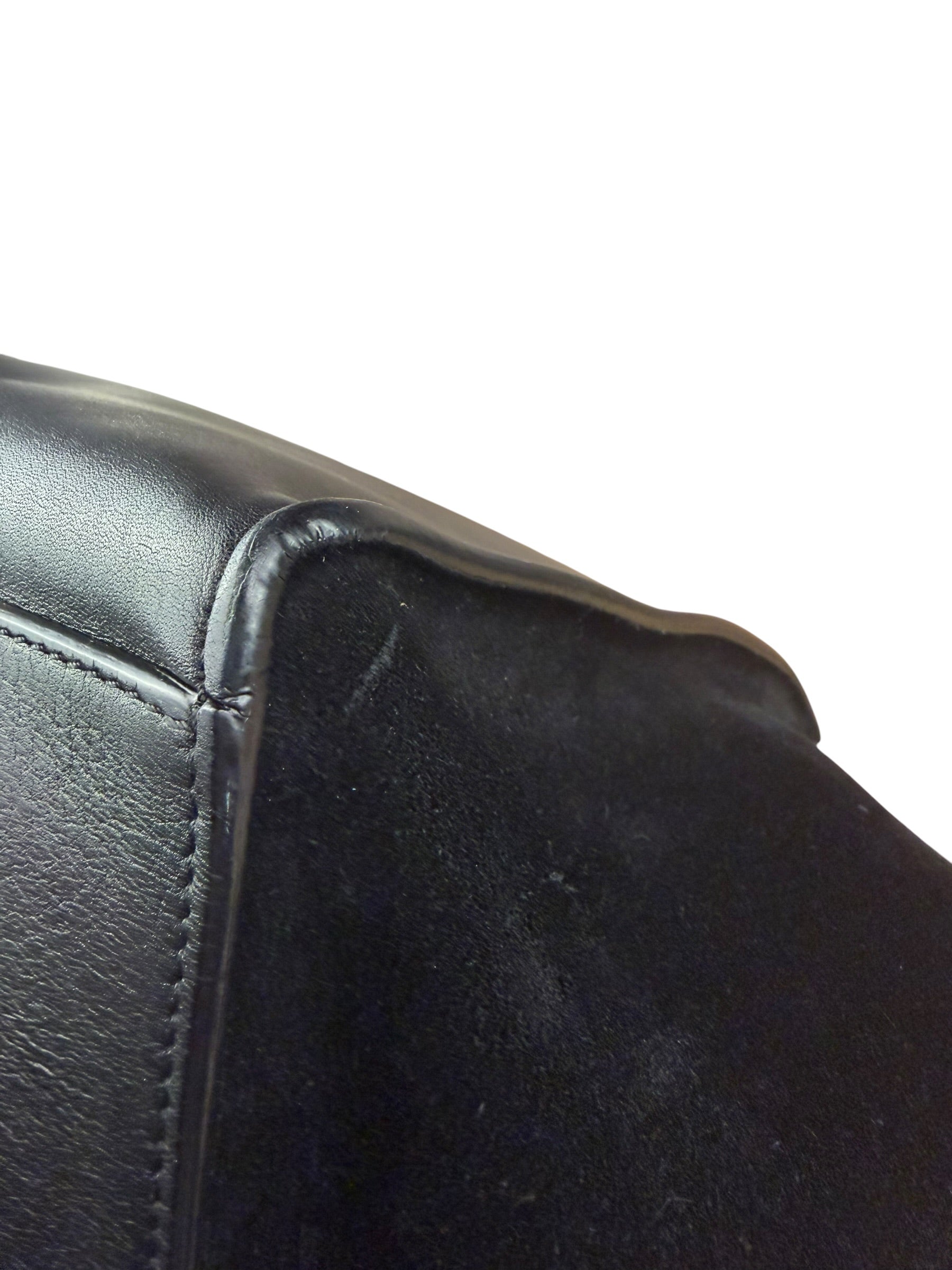 Celine Black Croc- Embossed Leather Trapeze Handbag