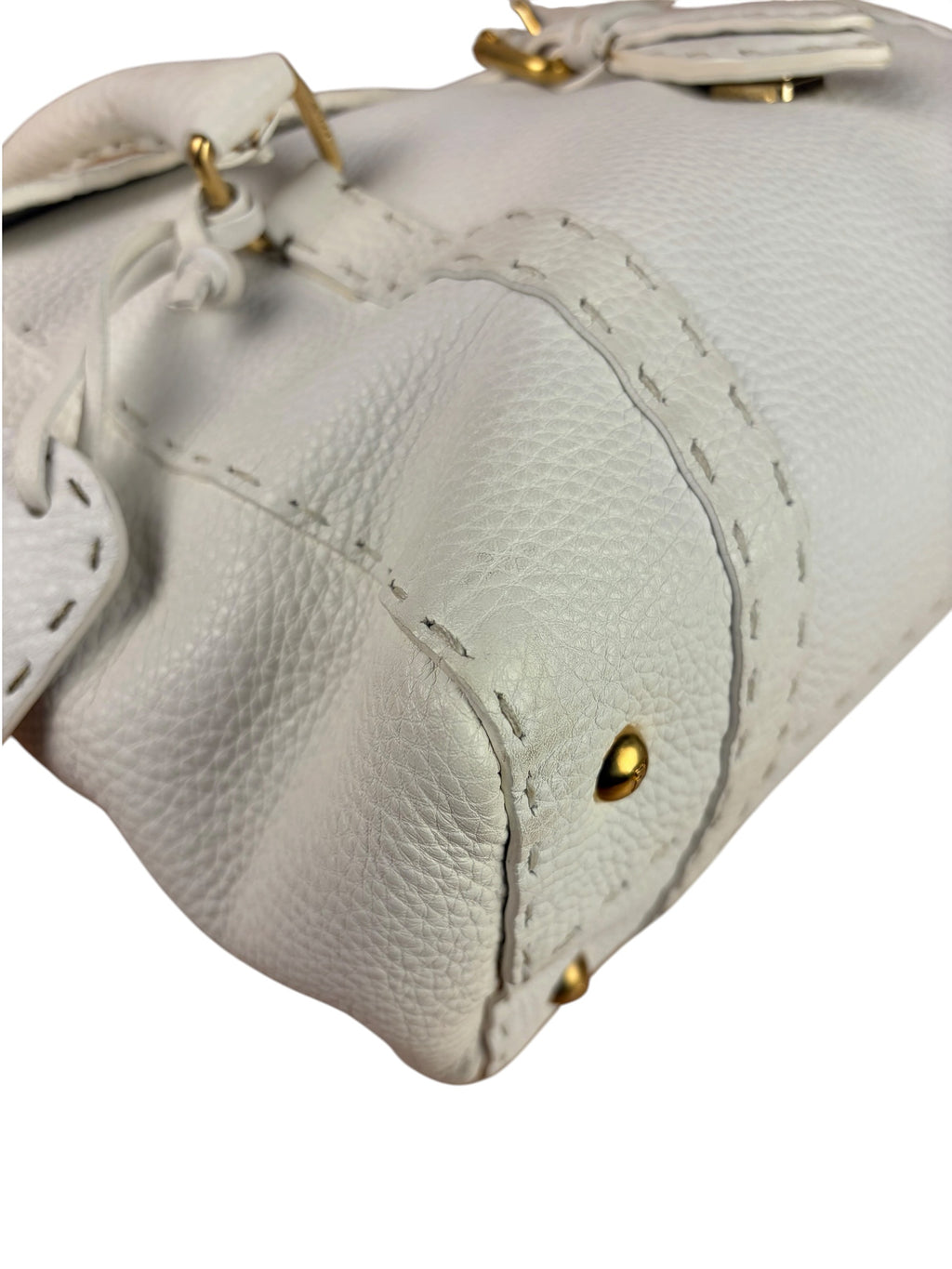 Fendi White Leather Selleria Linda Shoulder Bag