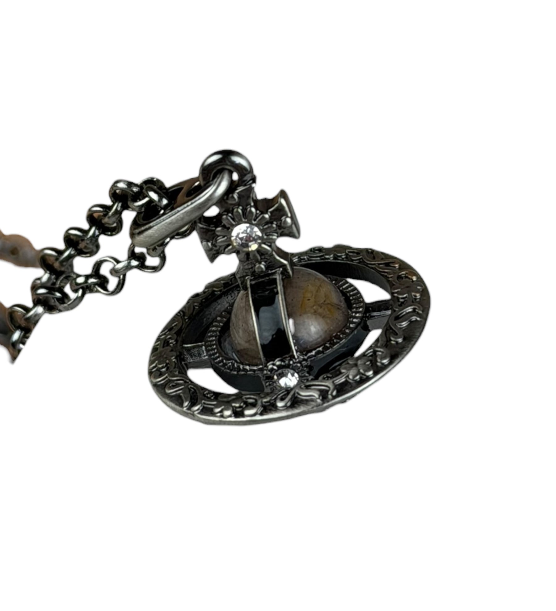 Vivienne Westwood Gunmetal 3D Orb Necklace