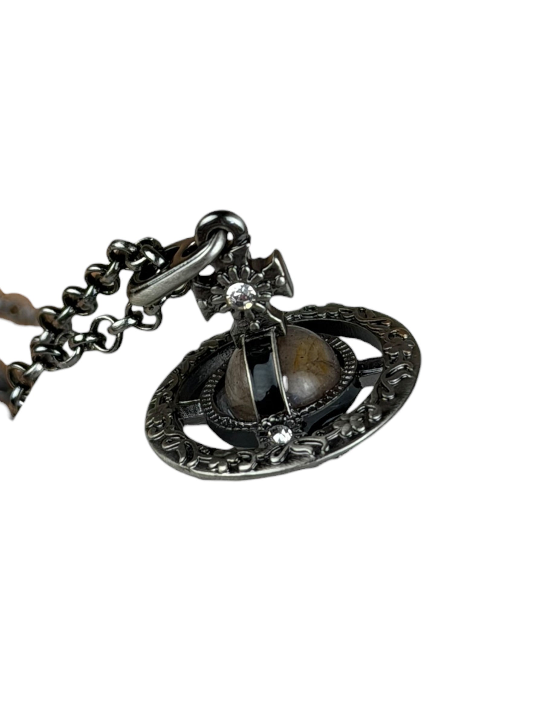 Vivienne Westwood Gunmetal 3D Orb Necklace