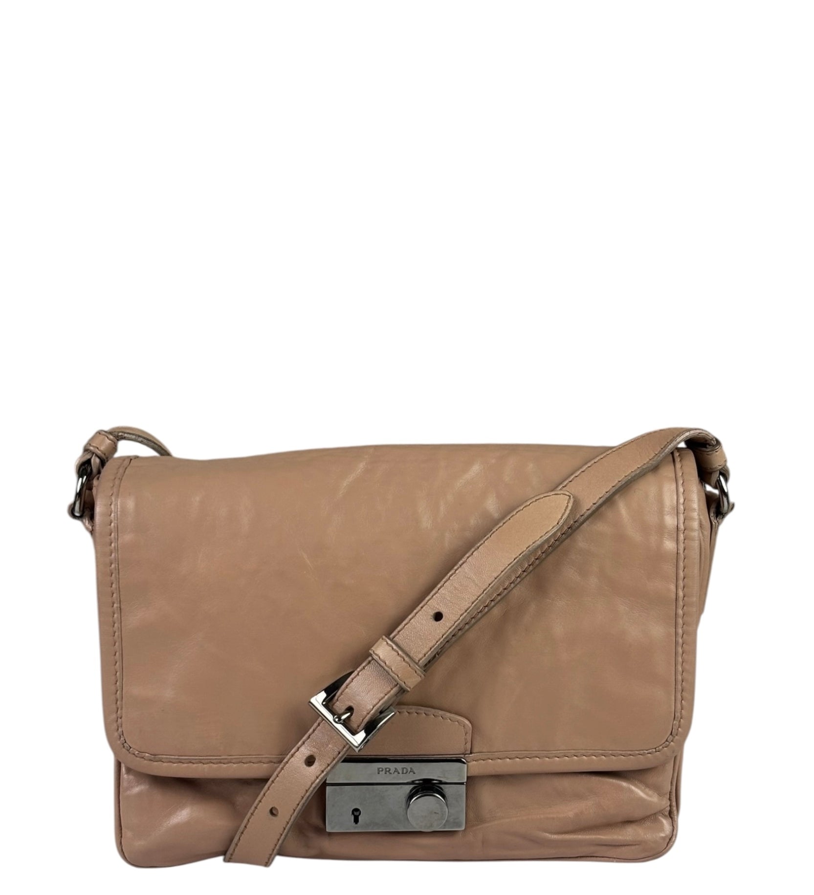 Prada Blush Pink Vitello Shiny Leather Flap Bag
