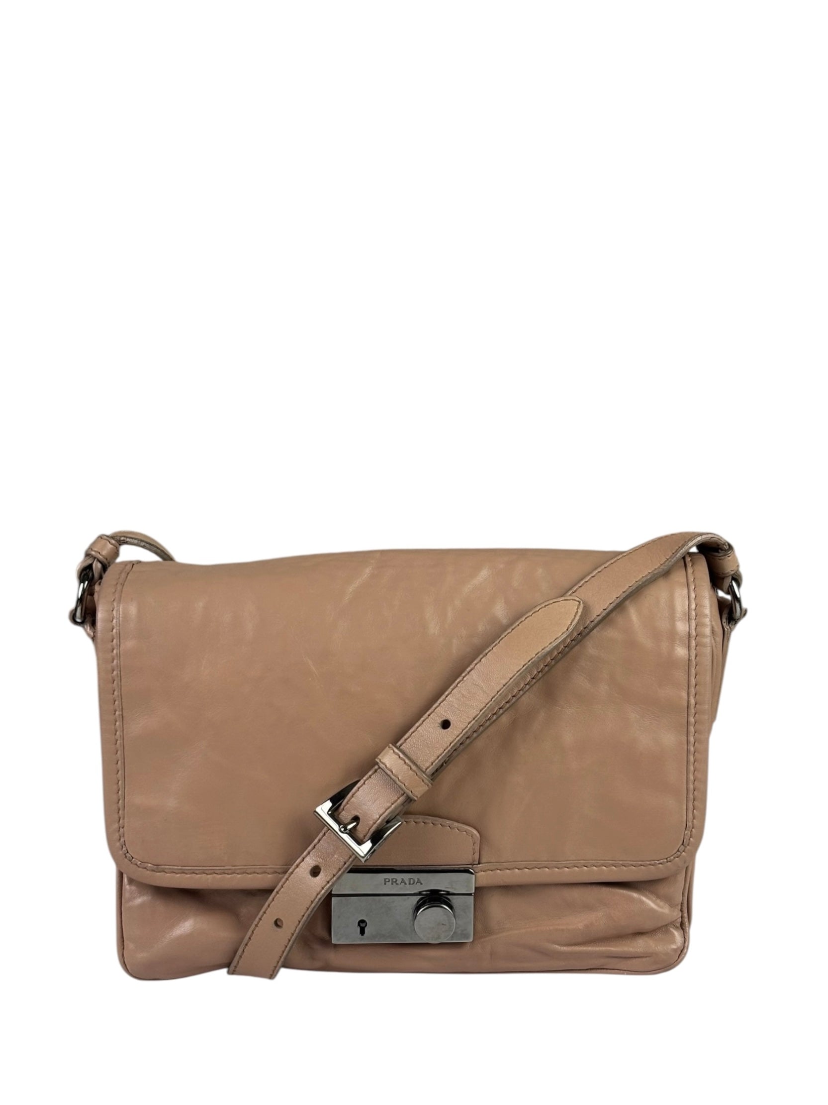Prada Blush Pink Vitello Shiny Leather Flap Bag