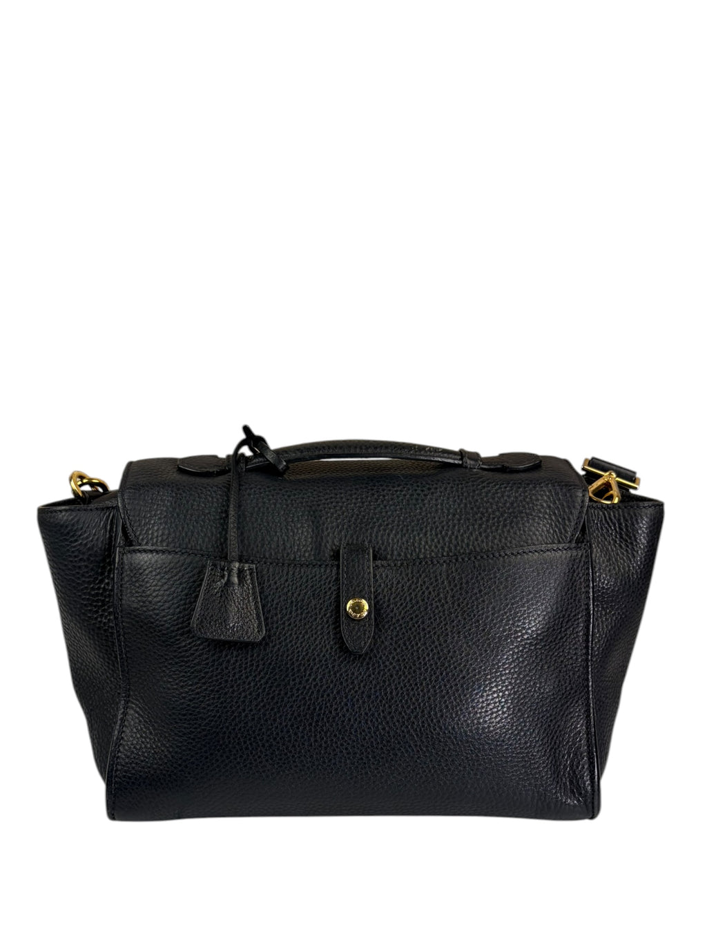 Prada Black Leather Vitello Daino Soundlock Two-Way Satchel