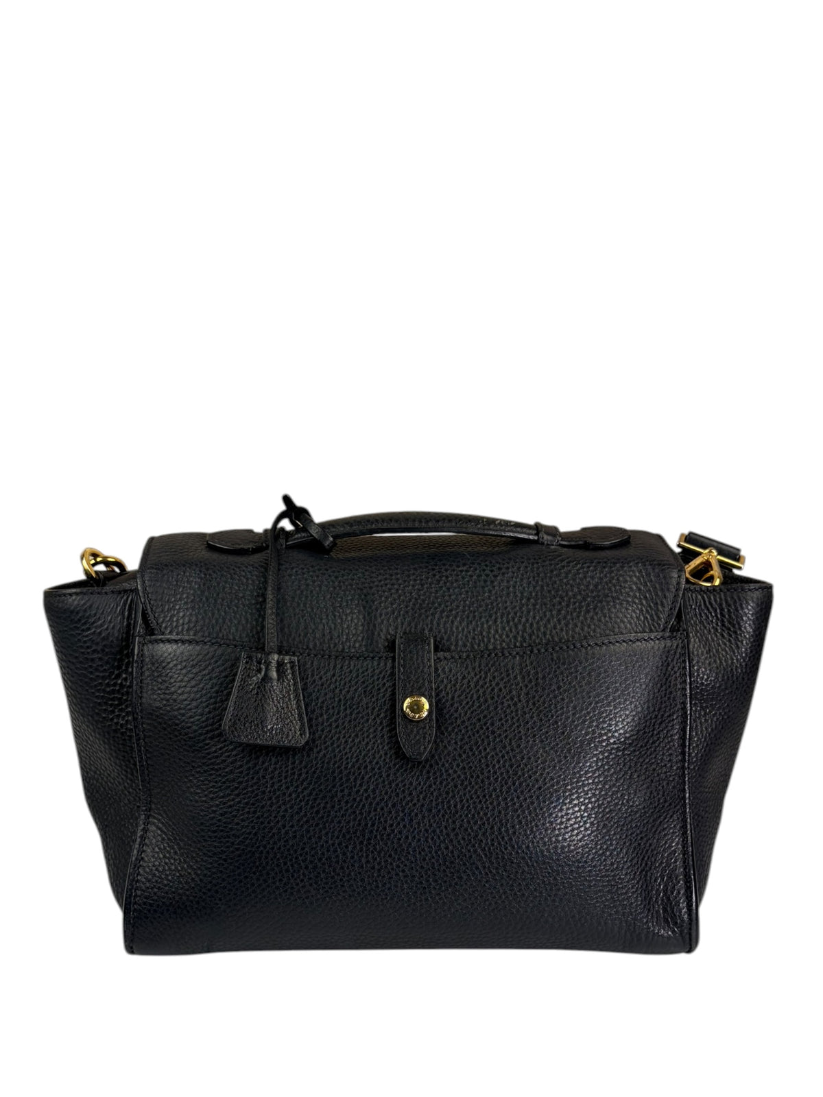 Prada Black Leather Vitello Daino Soundlock Two-Way Satchel