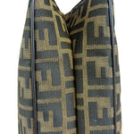 Fendi Brown Leather Trim Zucca FF Monogram Baguette
