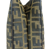Fendi Brown Leather Trim Zucca FF Monogram Baguette