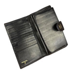 Chanel Vintage Dark Brown Leather Quilted CC Long Wallet
