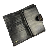 Chanel Vintage Dark Brown Leather Quilted CC Long Wallet
