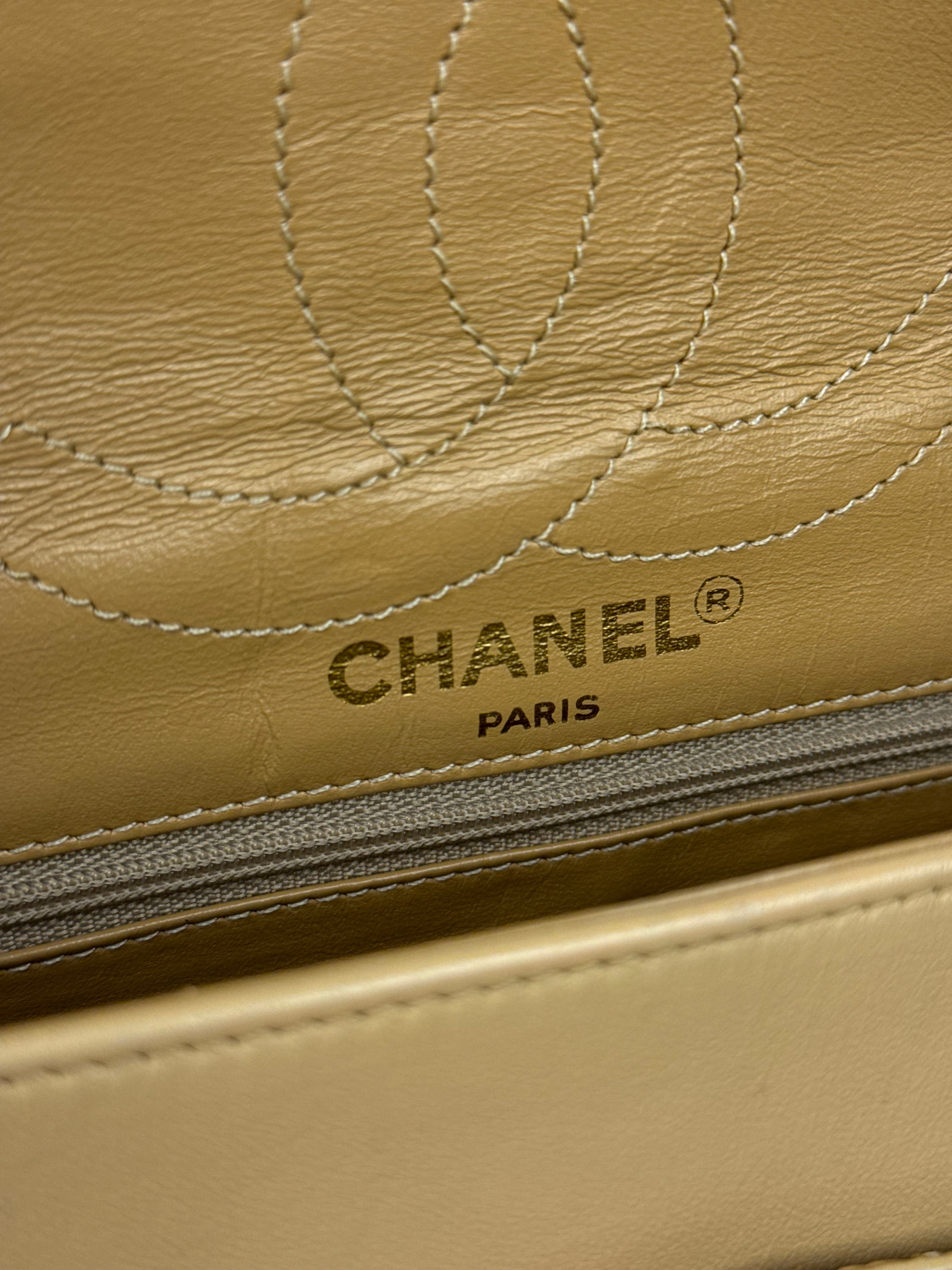 Chanel Beige Quilted Leather Two-Toned Double Flap Bag '94-'96