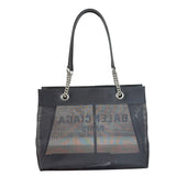 Balenciaga Black Leather Trim Mesh Duty Free Tote Bag