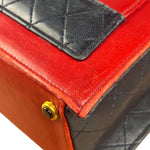 Chanel Red & Navy Trapezoid Flap Bag 1992
