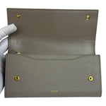 Celine Grey Leather Long Flap Wallet