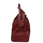 Celine Vintage Burgundy Macadam Print Mini Boston Handbag